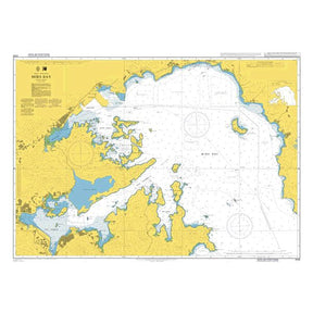 Product image of Admiralty Chart 4128 | Mirs Bay, featuring navigational markings, depth soundings, and coastal features, essential for safe marine navigation. It could be displayed as an art piece or used for navigation on a boat or ship.