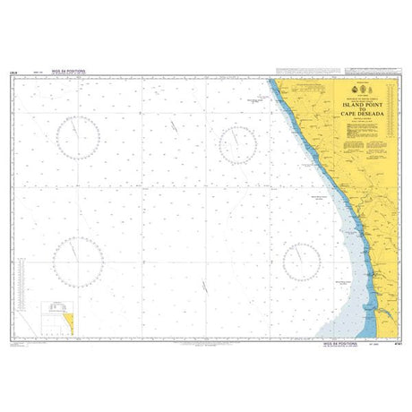 Product image of Admiralty Chart 4141 | Island Point to Cape Deseada, featuring navigational markings, depth soundings, and coastal features, essential for safe marine navigation. It could be displayed as an art piece or used for navigation on a boat or ship.