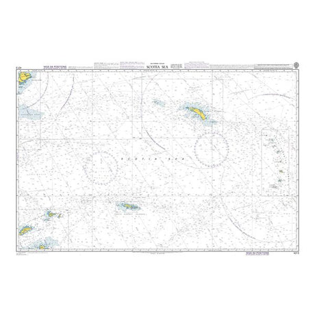 Product image of Admiralty Chart 4213 | Scotia Sea, featuring navigational markings, depth soundings, and coastal features, essential for safe marine navigation. It could be displayed as an art piece or used for navigation on a boat or ship.