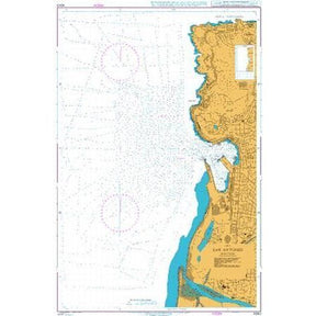 Product image of Admiralty Chart 4243 | San Antonio, featuring navigational markings, depth soundings, and coastal features, essential for safe marine navigation. It could be displayed as an art piece or used for navigation on a boat or ship.