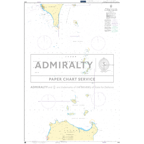 Product image of Admiralty Chart 4410 | Luzon Strait, featuring navigational markings, depth soundings, and coastal features, essential for safe marine navigation. It could be displayed as an art piece or used for navigation on a boat or ship.