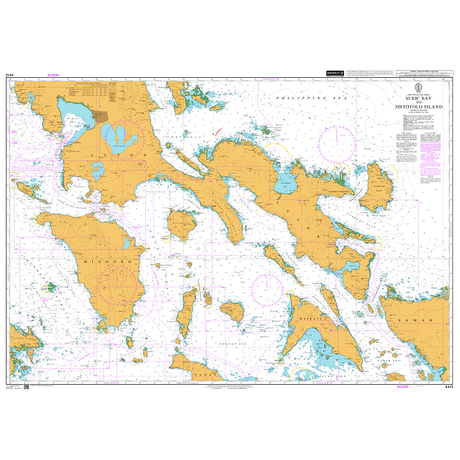 Product image of Admiralty Chart 4413 | Subic Bay to Jintotolo Island, featuring navigational markings, depth soundings, and coastal features, essential for safe marine navigation. It could be displayed as an art piece or used for navigation on a boat or ship.