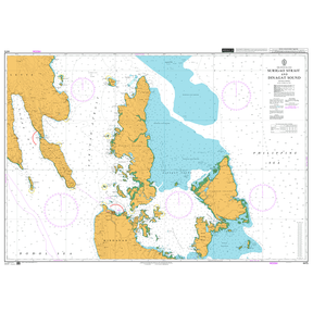Product image of Admiralty Chart 4475 | Surigao Strait and Dinagat Sound, featuring navigational markings, depth soundings, and coastal features, essential for safe marine navigation. It could be displayed as an art piece or used for navigation on a boat or ship.