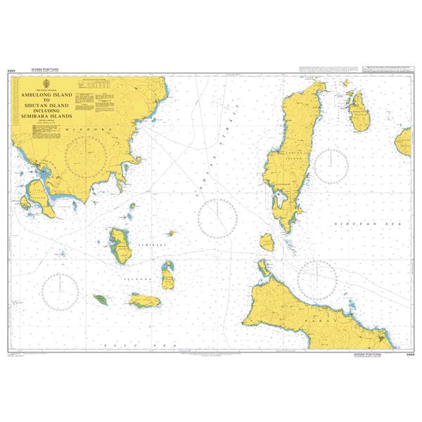 Product image of Admiralty Chart 4484 | Ambulong Island to Sibuyan Island including Semirara Islands, featuring navigational markings, depth soundings, and coastal features, essential for safe marine navigation. It could be displayed as an art piece or used for navigation on a boat or ship.