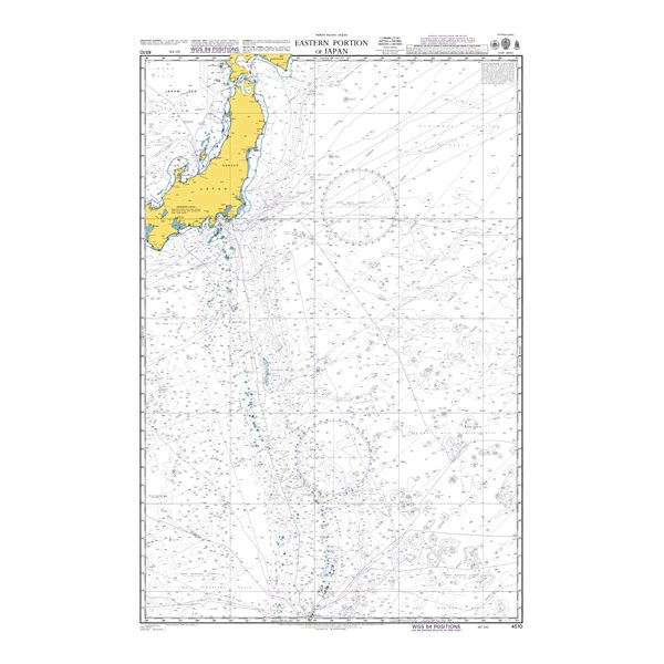 Product image of Admiralty Chart 4510 | Eastern Portion of Japan, featuring navigational markings, depth soundings, and coastal features, essential for safe marine navigation. It could be displayed as an art piece or used for navigation on a boat or ship.