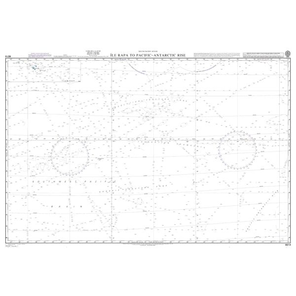 Product image of Admiralty Chart 4614 | Ile Rapa to Pacific-Antarctic Rise, featuring navigational markings, depth soundings, and coastal features, essential for safe marine navigation. It could be displayed as an art piece or used for navigation on a boat or ship.