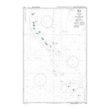 Product image of Admiralty Chart 4625 | Tuvalu to Butaritari, featuring navigational markings, depth soundings, and coastal features, essential for safe marine navigation. It could be displayed as an art piece or used for navigation on a boat or ship.