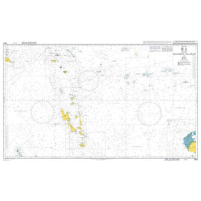 Product image of Admiralty Chart 4633 | Solomon Islands to Fiji, featuring navigational markings, depth soundings, and coastal features, essential for safe marine navigation. It could be displayed as an art piece or used for navigation on a boat or ship.