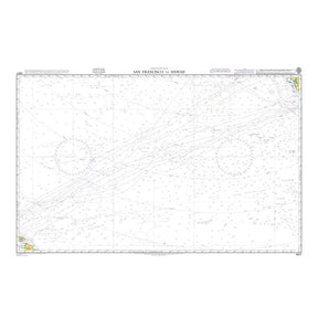 Product image of Admiralty Chart 4807 | San Francisco to Hawaii, featuring navigational markings, depth soundings, and coastal features, essential for safe marine navigation. It could be displayed as an art piece or used for navigation on a boat or ship.