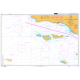 Product image of Admiralty Chart 4911 | Santa Barbara Channel, featuring navigational markings, depth soundings, and coastal features, essential for safe marine navigation. It could be displayed as an art piece or used for navigation on a boat or ship.