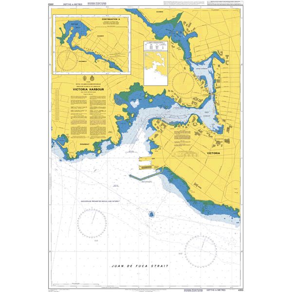 Product image of Admiralty Chart 4959 | Victoria Harbour, featuring navigational markings, depth soundings, and coastal features, essential for safe marine navigation. It could be displayed as an art piece or used for navigation on a boat or ship.