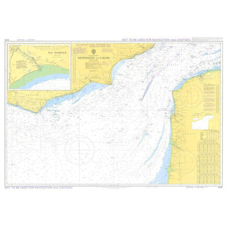 The Admiralty Instructional Chart 5055, titled "English Channel Newhaven to Calais," is a navigational maritime chart produced by Admiralty. It details the coastal regions from Newhaven in England to Calais in France, including depth soundings, navigational aids, tidal information, and essential coastal features such as ports and harbors vital for commercial shipping routes.