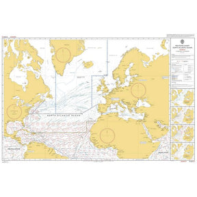 Admiralty Routeing Chart 5124(3): North Atlantic Ocean - March shows coastlines, depths, routes, and navigational info—ideal for passage planning and use with Admiralty charts.