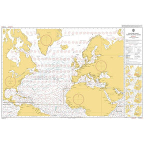 Admiralty Routeing Chart 5124(8): North Atlantic Ocean - August, by Admiralty, is a navigation chart showing coastlines, sea routes, passages, wind patterns, inset maps and a detailed legend in the Admiralty Routeing Chart format.