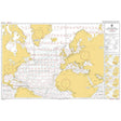 Admiralty Routeing Chart 5124(10): North Atlantic Ocean - October by Admiralty displays coastlines of North America, Europe, and Africa with shipping routes, currents, wind directions, and navigational markings in red and blue on a yellow background.