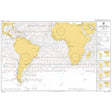 The Admiralty Routeing Chart 5125(5): South Atlantic Ocean - May by Admiralty features yellow landmasses, detailed latitude/longitude markings, ocean currents, and classic shipping routes—perfect for navigation enthusiasts.