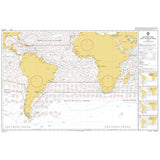 Admiralty Routeing Chart 5125(6): South Atlantic Ocean – June shows South America, Africa, Antarctica coasts, ocean currents, wind directions, and coordinates—perfect for navigation. Insets and notes are on the right. Brand: Admiralty.