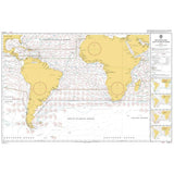 Admiralty Routeing Chart 5125(7): South Atlantic Ocean - July by Admiralty shows continents, islands, ocean currents, shipping routes, wind directions, and navigation marks. Land is yellow; water features labeled currents and arrows.