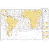 Admiralty Routeing Chart 5125(8): South Atlantic Ocean - August shows South America, Africa, wind directions, ocean currents, shipping routes, navigational markings plus insets and a legend on the right side. Brand: Admiralty.