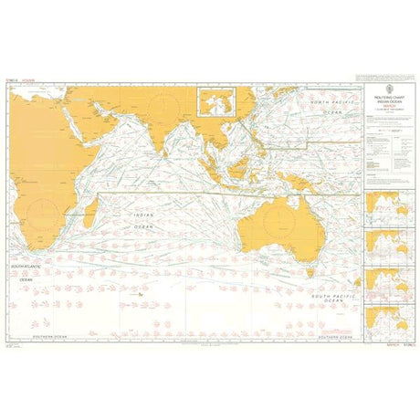 Admiralty Routeing Chart 5126(3): Indian Ocean - March by Admiralty displays maritime routes, currents, shipping lanes, coastal outlines, inset maps, and navigation details for the Indian Ocean plus parts of Africa, Asia & Australia.