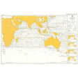 Admiralty Routeing Chart 5126(7): Indian Ocean - July by Admiralty displays coastlines, shipping routes, currents, wind patterns, and navigation notes; land areas are highlighted in yellow for ocean navigation.