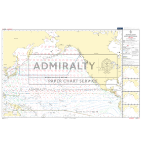 Admiralty Routeing Chart 5127(1): North Pacific Ocean - January by Admiralty shows shipping routes, currents, wind patterns, and geographic features. Large “ADMIRALTY PAPER CHART SERVICE” watermark plus insets and chart legends on right side.