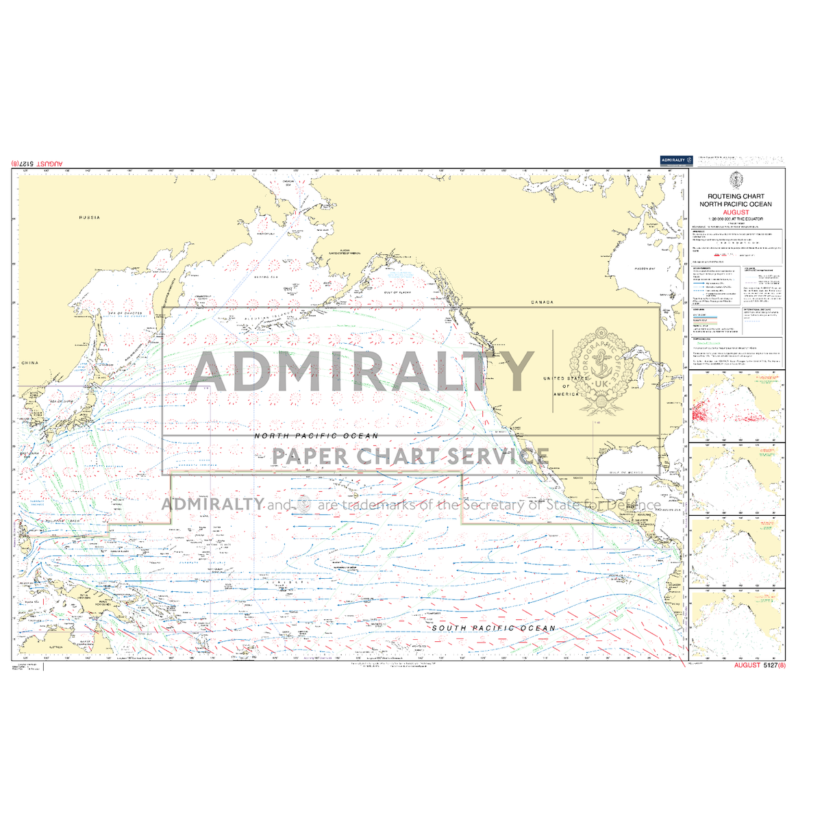 Admiralty Routeing Chart 5127(8): North Pacific Ocean - August ...