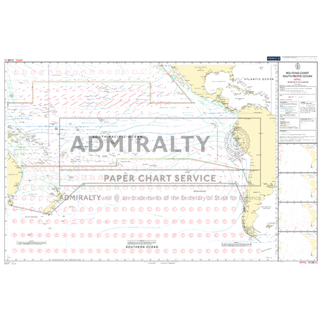 Admiralty Routeing Chart 5128(4): South Pacific Ocean - April provides ocean passages, shipping routes, navigation data, currents, wind directions, coastal outlines, labels, a legend, and route info. Brand: Admiralty.