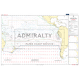 Admiralty Routeing Chart 5128(9): South Pacific Ocean – September details ocean currents, winds, navigation routes, labeled landmasses, and islands. Includes comprehensive navigational info with Admiralty branding.