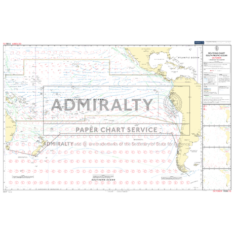 Admiralty Routeing Chart 5128(10): South Pacific Ocean - October shows ocean currents, coastlines, islands, navigation details, and includes Admiralty Routeing Chart insets with a prominent "ADMIRALTY" watermark across the center.
