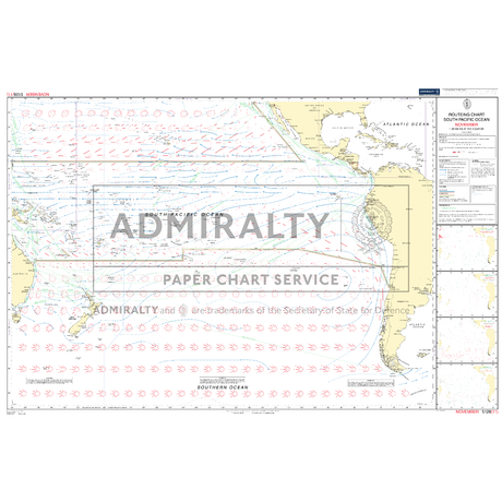 Admiralty Routeing Chart 5128(11): South Pacific Ocean - November shows currents, winds, shipping routes, and coastlines—ideal for passage planning or as a reference with other Admiralty navigation charts.