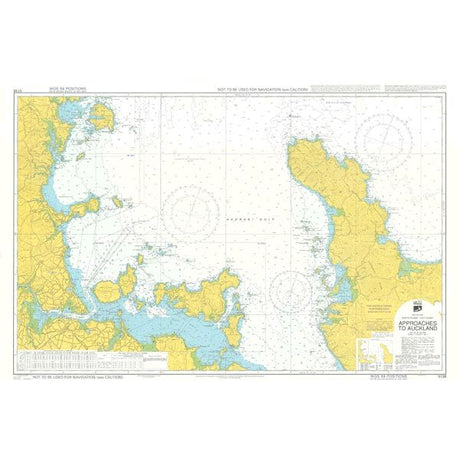 The "Admiralty Instructional Chart 5138 | Approaches to Auckland" provides comprehensive coastal and marine navigation details for the Auckland region in New Zealand. Adhering to Admiralty Standard Nautical Charts, it features depth markings, maritime boundaries, and geographical features depicted in yellow, blue, and green.