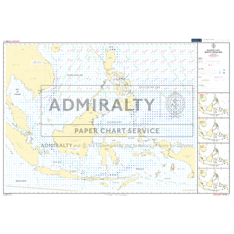 Admiralty Routeing Chart 5149(1): South China Sea - January by Admiralty shows Southeast Asia and parts of Australia, water depths, routes, and compass directions, with "ADMIRALTY PAPER CHART SERVICE" from the UK Hydrographic Office.