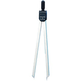 The Weems & Plath 6" Matte Nickel Fixed Point Divider is a nickel-plated brass tool with sharp pointed legs and a black adjustment knob, ideal for taking precise measurements on nautical charts.