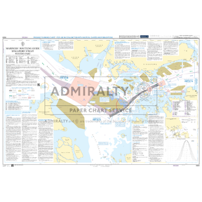 Product image of Admiralty Chart 5524 | Mariners' Routeing Guide Singapore Strait Western Part, featuring navigational markings, depth soundings, and coastal features, essential for safe marine navigation. It could be displayed as an art piece or used for navigation on a boat or ship.