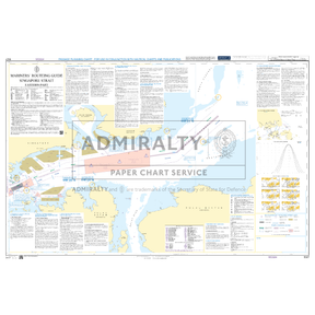 Product image of Admiralty Chart 5527 | Mariners' Routeing Guide - Singapore Strait Eastern Part, featuring navigational markings, depth soundings, and coastal features, essential for safe marine navigation. It could be displayed as an art piece or used for navigation on a boat or ship.