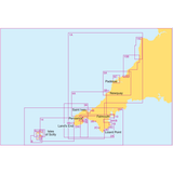 Map of the southwestern tip of England, including the Isles of Scilly, Cornwall, and various points of interest such as Saint Ives, Penzance, Falmouth, Newquay, Land's End, and Padstow. Ideal for maritime experts using Admiralty Small Craft Charts - 5603 - Falmouth to Hartland Point for coastal navigation. The map is divided into several numbered and lettered sections.