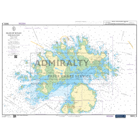 Here's a revised version of the sentence using the given product data:

A detailed nautical chart covering the area from Falmouth to Hartland Point, featuring various depth contours, navigational aids, hazards, and landmasses. Ideal for coastal navigation, it includes latitudinal and longitudinal markers, rhumb lines, and is labeled "Admiralty Small Craft Charts - 5603.