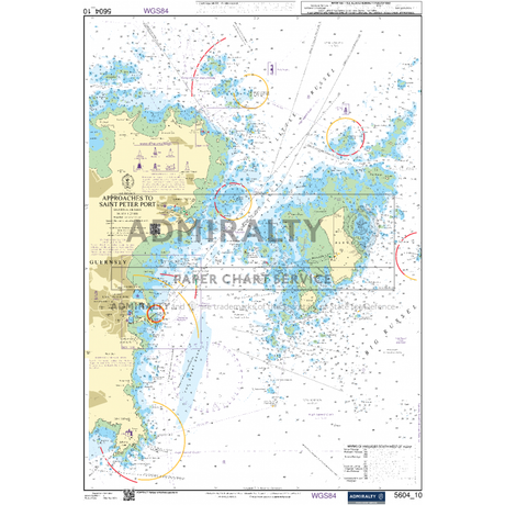 The Admiralty Small Craft Chart 5604 - The Channel Islands, by Admiralty, depicts maritime routes and features along the coastline essential for coastal navigation. It includes navigational aids, water depths, and landmarks with detailed illustrations of land areas and surrounding waters. Ideal for maritime experts seeking accurate insights.