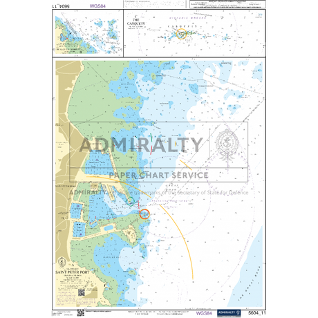 The Admiralty Small Craft Chart titled "5604 - The Channel Islands" provides an intricate map of Saint Peter Port's coastal waters, featuring depth contours, navigational aids, and topographic details. Designed for coastal navigation, this chart includes maps and annotations under the respected Admiralty brand.