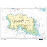 The Admiralty Small Craft Chart - 5604 - The Channel Islands, from the renowned Admiralty brand, is perfect for coastal navigation around Jersey, a Channel Island. This chart highlights coastal features, depth contours, and navigational aids. It includes the Admiralty insignia and an inset with latitude and longitude markings in the margins, making it ideal for maritime experts.