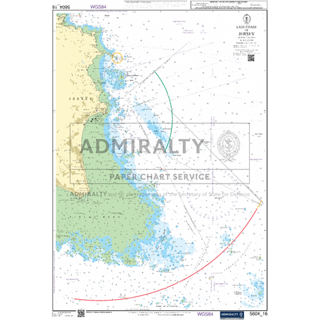 The Admiralty Small Craft Charts - 5604 - The Channel Islands by Admiralty is a nautical chart of the east coast of Jersey, specifically highlighting the St. Catherine’s Bay area. It features depth contours, navigational aids, and segments illustrating different sea depths. This chart includes grid lines, various symbols, and annotations crucial for coastal navigation and maritime experts.