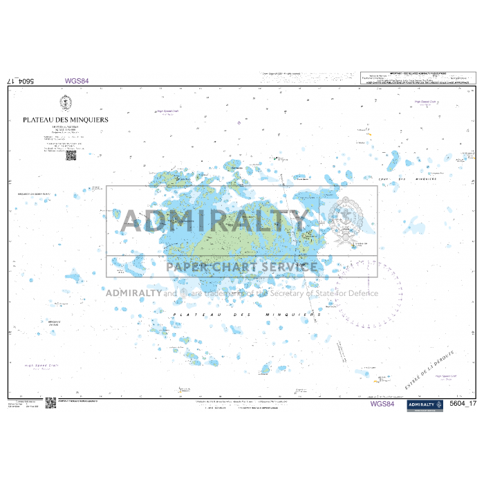 Introducing the "Admiralty Small Craft Charts - 5604 - The Channel Islands," a nautical chart by Admiralty. This chart is designed for maritime experts and features detailed hydrographic information essential for coastal navigation, including various depths, coastal outlines, and navigational markers. Rendered primarily in shades of blue and white, it provides comprehensive coverage specifically tailored to the Channel Islands area.