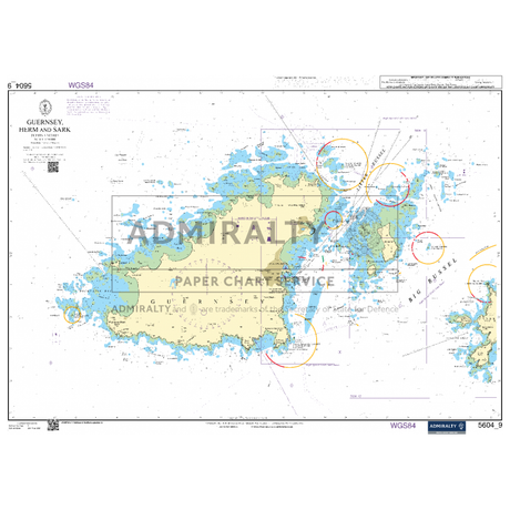 The "Admiralty Small Craft Charts - 5604 - The Channel Islands" by Admiralty provides a detailed nautical chart of the Channel Islands, covering Guernsey, Herm, and Sark. It highlights various depths, coastal features, and navigational markers essential for coastal navigation. The chart also includes latitude and longitude references tailored for maritime experts.