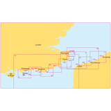 A map depicting the southeastern coast of England and the northwestern coast of France, specifically outlined for coastal navigation using Admiralty Small Craft Charts - 5605 - Channel - Chichester to Oostende. Various crossing routes are delineated within a grid system, covering key locations such as the Isle of Wight, Brighton, Dover, Calais, and Dunkerque.