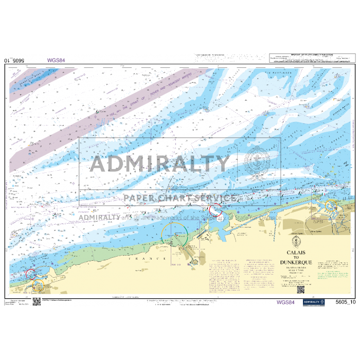 Nautical chart titled "Chichester to Oostende" for coastal navigation in the Channel, marked with depth indications, navigational hazards, aids to navigation including buoys and lighthouses, and coastal detail. Essential for maritime safety, this chart uses WGS84 datum and is part of the Admiralty Small Craft Charts series by Admiralty.