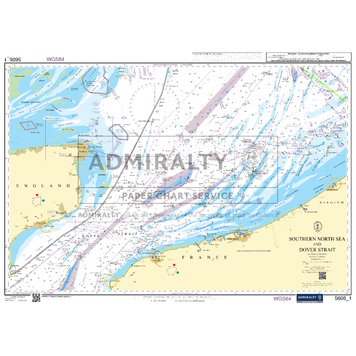 An Admiralty Small Craft Chart titled "5606 - Thames Estuary, Ramsgate to Canvey" is invaluable for maritime experts. It features coastal outlines and includes detailed information about shipping routes, water depths, navigational aids, and geographic points essential for coastal navigation.