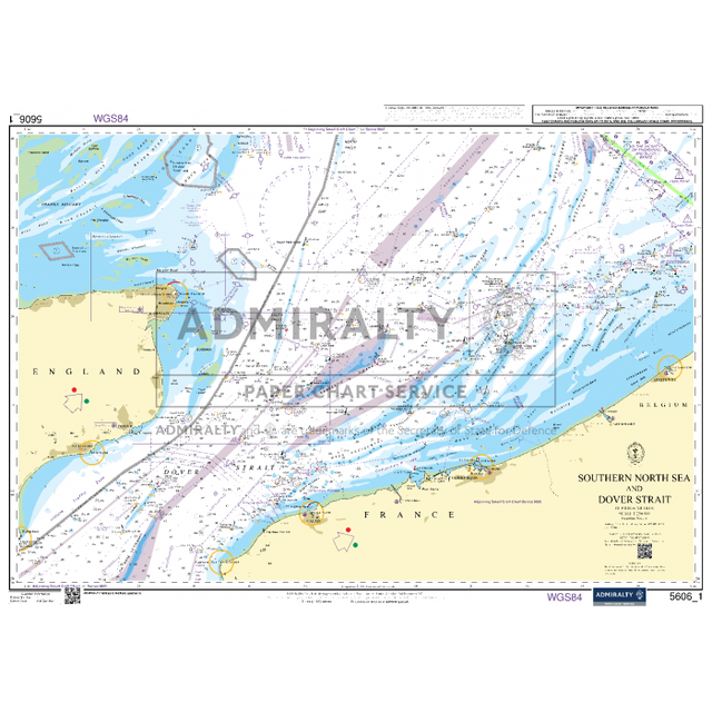 Admiralty Small Craft Chart 5606_1: Southern North Sea and Dover Strait showcases the regions of England, France, Belgium, and nearby waters. Produced by the UK Hydrographic Office under the Admiralty brand for maritime navigation, it details water depths, routes, and coastal features.