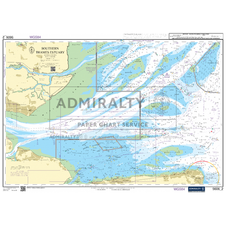 A nautical chart titled "Admiralty Small Craft Charts - 5606 - Thames Estuary, Ramsgate to Canvey" by Admiralty, essential for maritime experts. The chart details bathymetric features, sea depths, navigation landmarks, and sailing routes within the estuary. Ideal for coastal navigation, it highlights key areas and underwater features clearly.