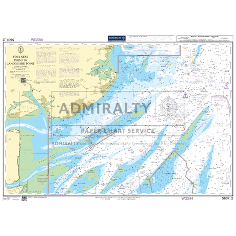 A nautical chart titled "Admiralty Small Craft Charts - 5607 - Thames Estuary, Essex and Suffolk" by Admiralty. It shows detailed maritime information such as depths, navigational hazards, coastal features, and marked shipping lanes along the southeastern coast of the UK. Ideal for safe coastal navigation, it includes notes from Weekly Notices to Mariners.